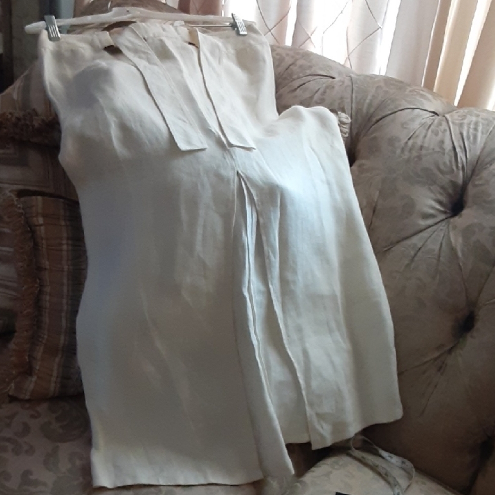 VALENTINO cream Linen Skirt